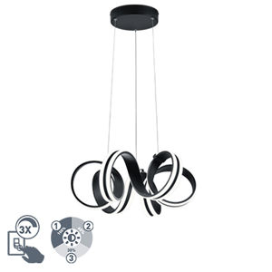 Designová závěsná lampa černá 3stupňová stmívatelná včetně LED - Filum