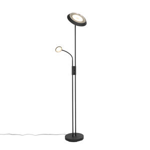 Stojací lampa černá včetně LED a stmívatelná lampičkou na čtení - Fez