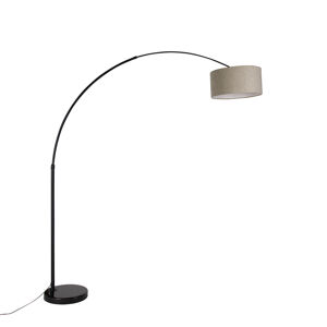 Moderní oblouková lampa černá s boucle stínítkem taupe 50 cm - XXL