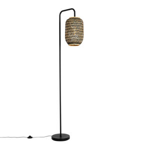 Orientální stojací lampa bambus s černou - Yvonne