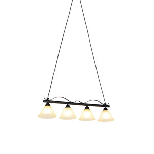 Klasická závěsná lampa hnědá s béžovým sklem 4-světlo - Pirata