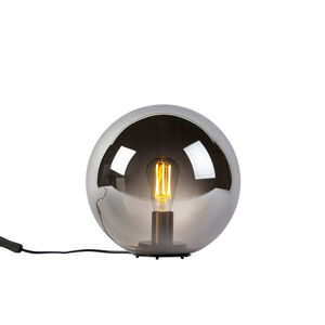 Stolní lampa ve stylu art deco černá s kouřovým sklem 30 cm - Pallon Bulla