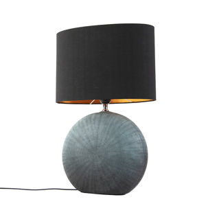 Venkovská stolní lampa modrá s černým odstínem 34 cm - Cleo
